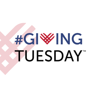 A red and white checkered background with the words " giving tuesday ".