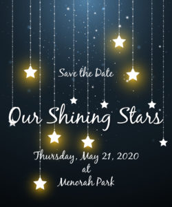 A poster with hanging stars and the words " our shining stars ".